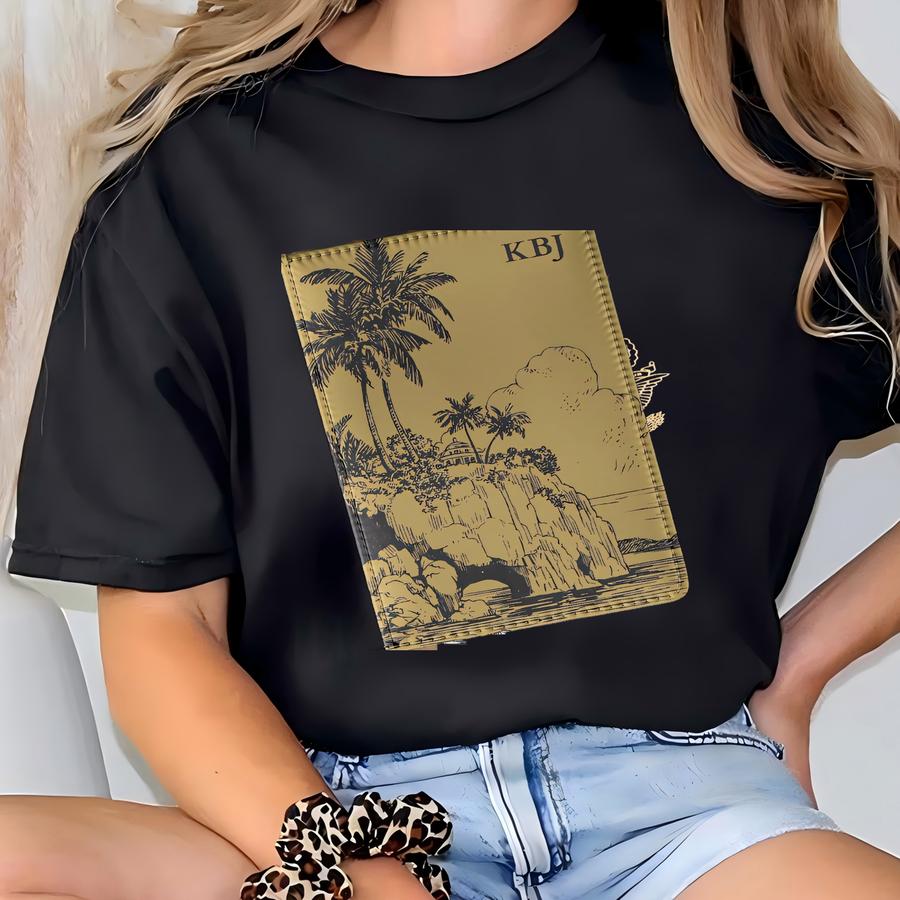 Custom Initials Tropical Passport Cover Personalized Travel Wallet Vacation Essentials Gift For Travelers T-shirt