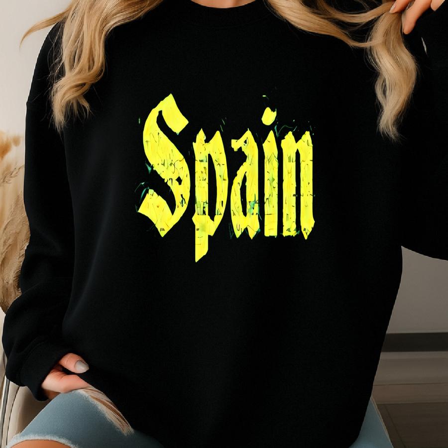 Men's Long Sve Shirt: Spanish Flag Design - Soft Cotton Tee Sweatshirt