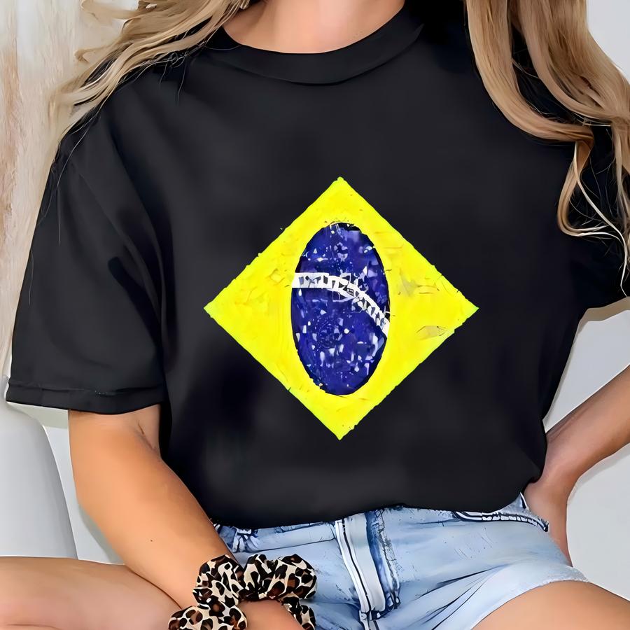 Brazilian Flag Sweatshirt: Auriverde Colors - Soft Cotton Blend T-shirt