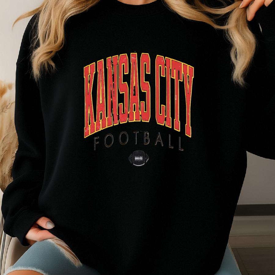 Vintage Kansas City Football Crewneck Sweatshirt, Kc Football T-shirt, Kansas City Fan Crewneck, Football Jersey, Gift For Kc Sports Fan Sweatshirt