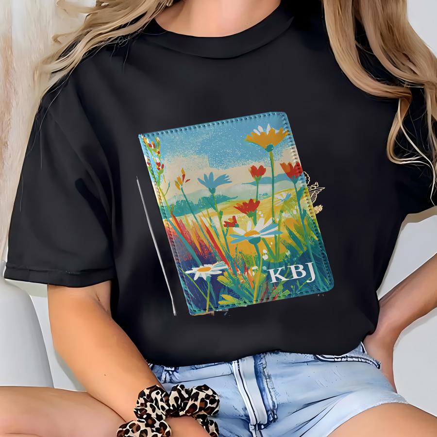 Custom Initials Wildflowers Passport Cover Personalized Travel Wallet Summer Gift T-shirt