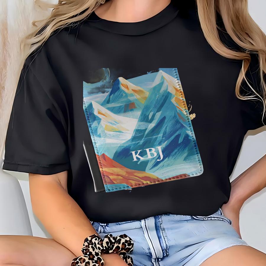 Custom Initials Mountain Passport Cover Personalized Travel Wallet Adventure Gift T-shirt