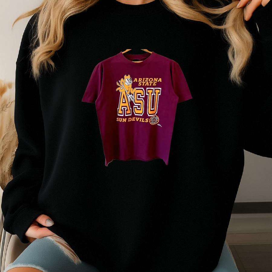 Vintage 1990s Arizona State T-shirt/ Asu Sun Devils/ Savvy Sportswear/ Size L Sweatshirt