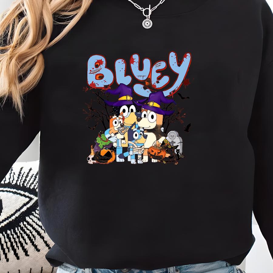 Heeler Family Halloween Shirt - Spooky Blue Dog Bingo Family Tee - Trick Or Treat Matching Halloween Shirt For Kids And Parents Sweatshirt