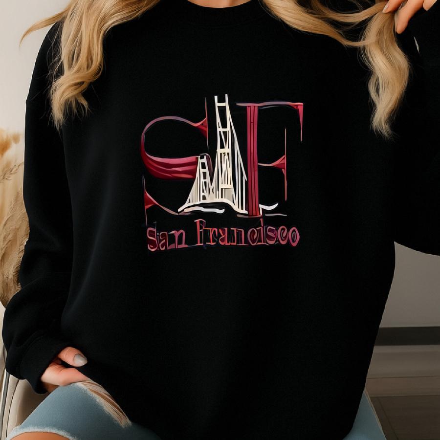 Vintage Y2k San Francisco Navy Sweatshirt Small San Francisco Crewneck Golden Gate Bridge Train Sweater Pullover Logo Jumper Sweatshirt