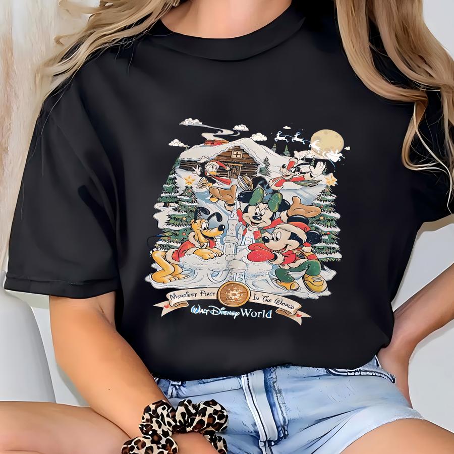 Walt World Christmas Shirt Or Sweatshirt | Merriest Place On Earth Tee |  Holiday Family Trip Top T-shirt