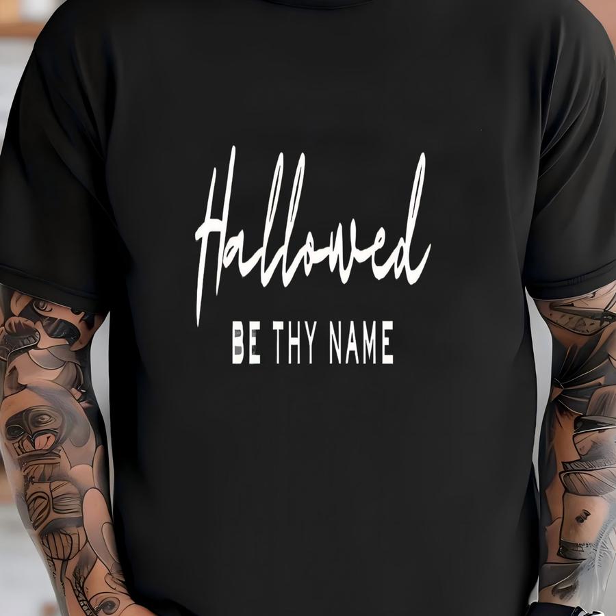 Hallowed Be Thy Name Hoodie: Minimalist Catholic Christian Tee T-shirt