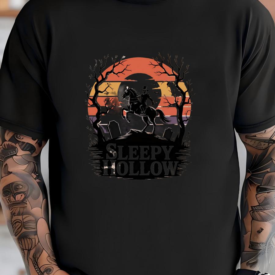 Spy Hollow Tee: Gothic Headless Horseman Cotton Canvas T-shirt