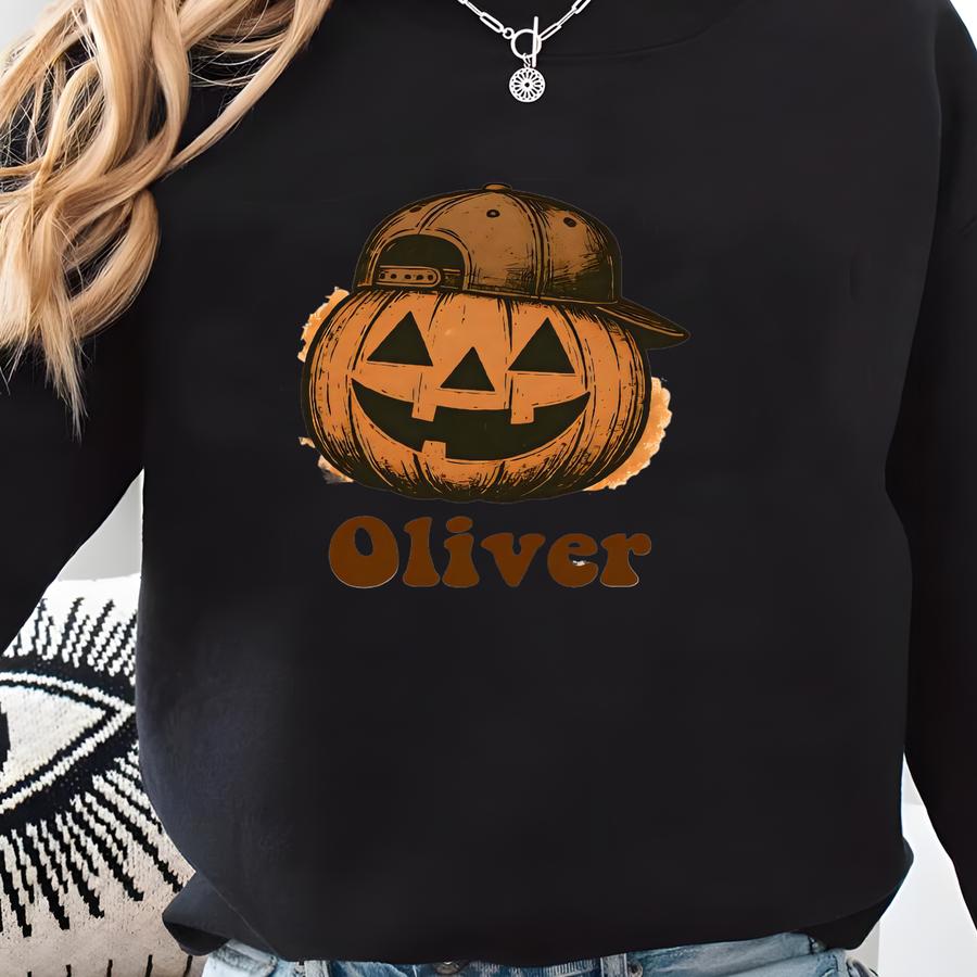 Custom Pumpkin Shirt Or Sweatshirt, Personalized Pumpkin Patch Outfit For Toddler Girls Boys, Mommy And Me Cute First Halloween Baby Boy Sweatshirt