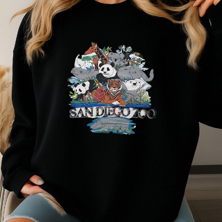 Vintage 90s Y2k San Diego Zoo Youth Shirt Endangered Animals Hanes Beefy-t Kids Sweatshirt