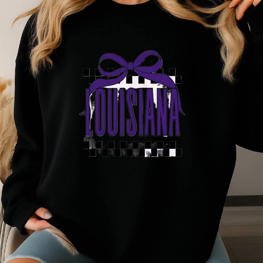 Louisiana Floral Bow Sweatshirt Or Tee Adult Or Kids Sweatshirt