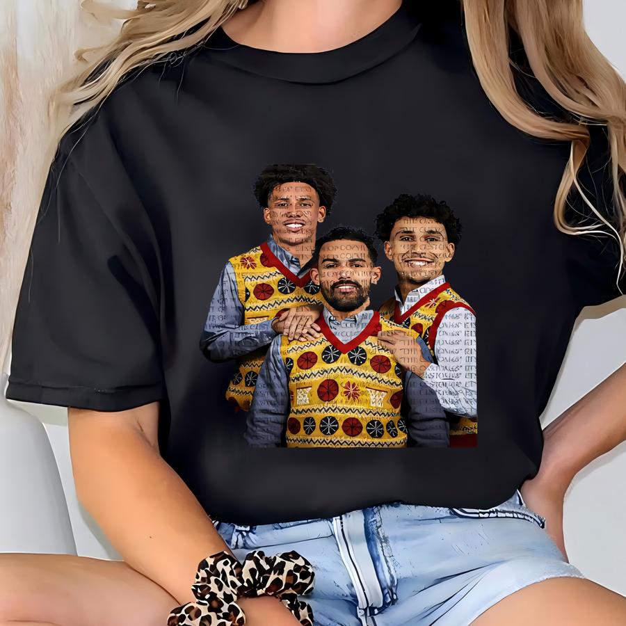 Trae Young Jalen Johnson Zaccharie Risacherstep Brothers Trio Basketball Christmas Sweater Step Brothers Basketball Shirt Trae Young Shirt T-shirt