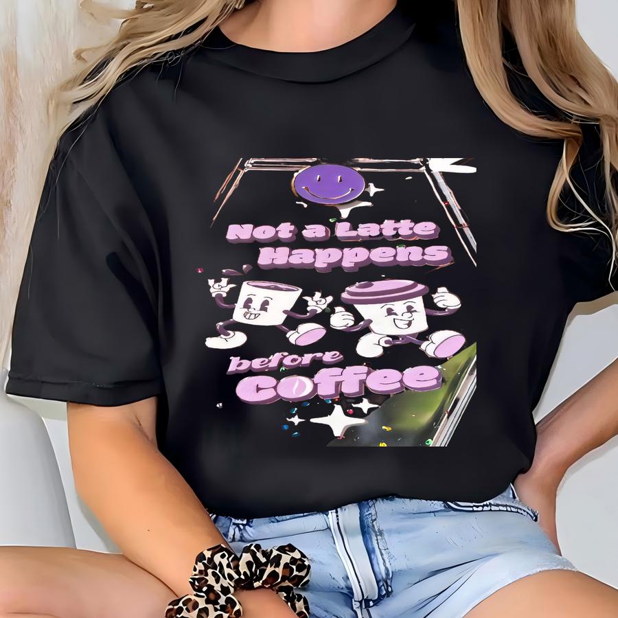 Glitter Motel Keychain: Funny Retro Inspired Coffee Cartoon, Purple Charm T-shirt