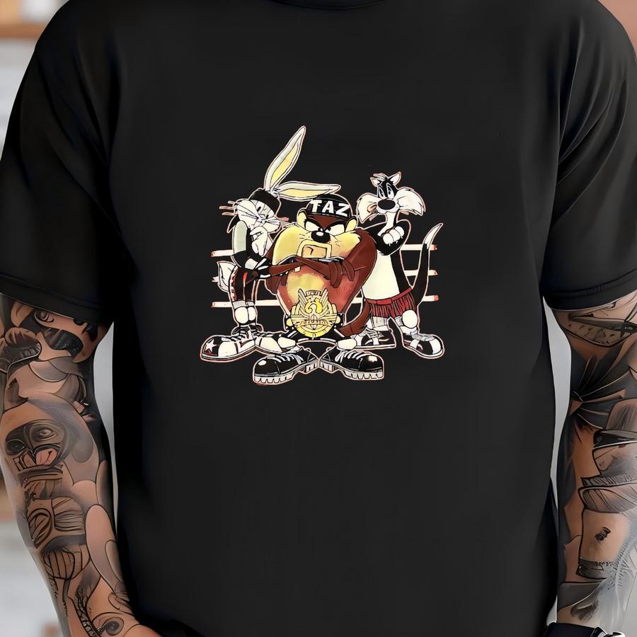 Men's Vintage 90's Delta Looney Tunes Taz Bugs Bunny Bad Attitude T Shirt Sz L T-shirt