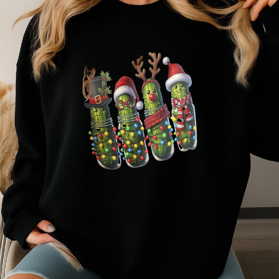 Funny Christmas Pickles T-shirt: Retro Pickle Jars Tee Sweatshirt