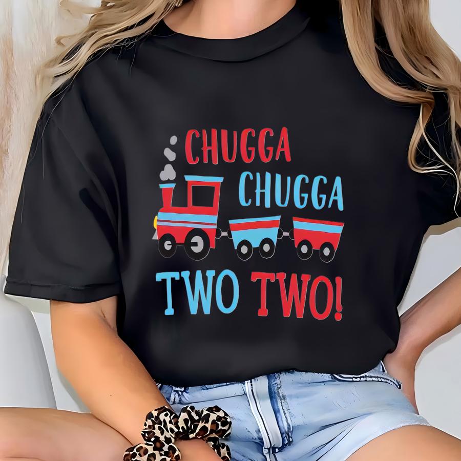 Chugga Chugga Two Two Shirt | Train Birthday Shirt For Boys | Personalized Name Age Tee | 2nd Birthday Outfit Toddler T-shirt