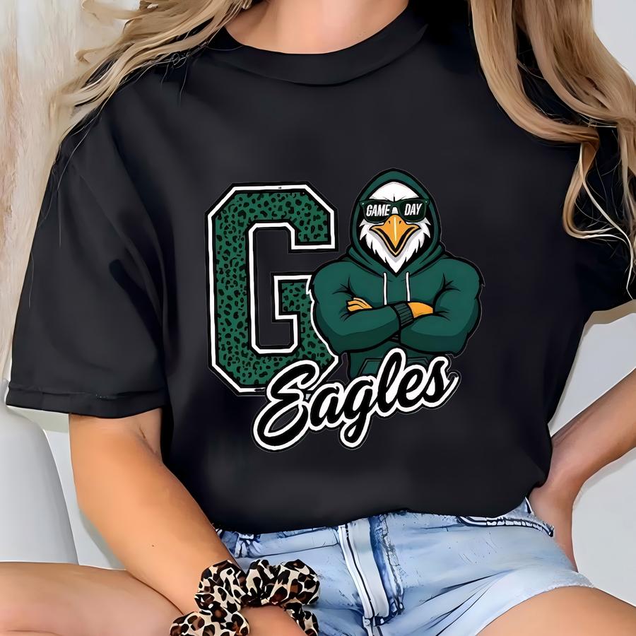Go Eagles Football Shirt, Go Eagles Game Day Tshirt, Eagles Football Mascot Tee, College Team Support Tee, School Pride Shirt T-shirt