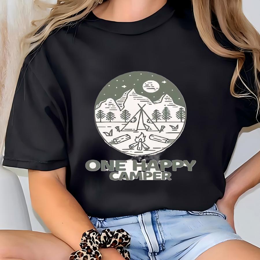 One Happy Camper Birthday Shirt | Camping Theme 1st Birthday Outfit | Personalized Name Age Tee T-shirt