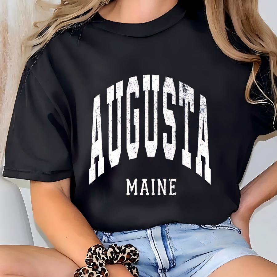 Vintage Augusta Maine Sweatshirt: Collegiate Crewneck T-shirt