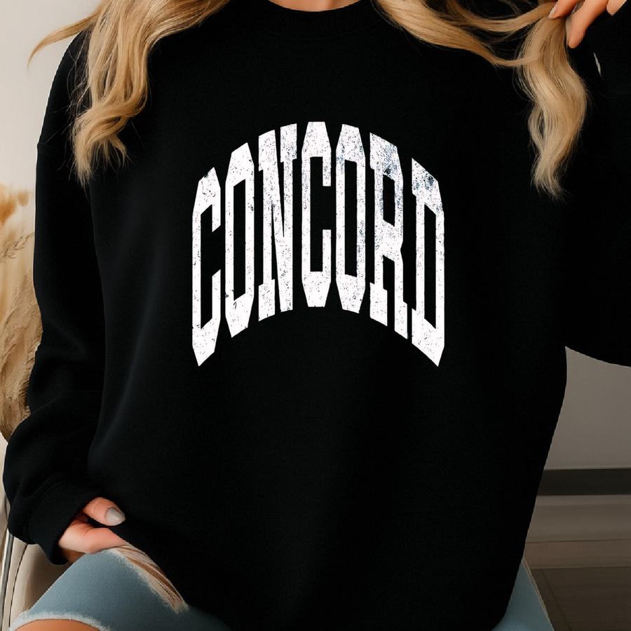 Concord New Hampshire Sweatshirt: Distressed Collegiate Crewneck Sweatshirt