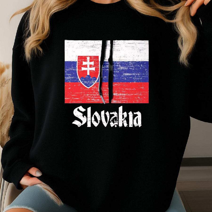 Slovak Flag Sweatshirt - Comfortable Cotton Blend With Pouch Pocket Sweatshirt