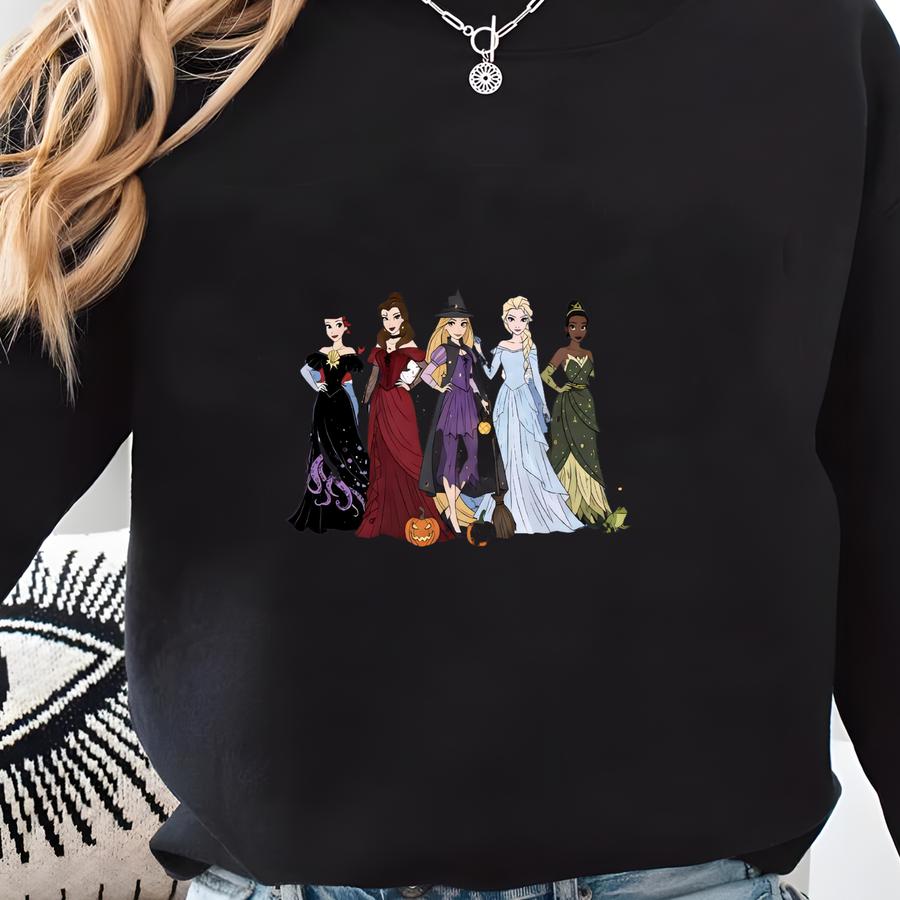 Spooky Girls Halloween Shirt, Princess Witch Costume Tee, Cute Fall Graphic T-shirt For Women Kids,  Princess Witch Costume Tee Sweatshirt