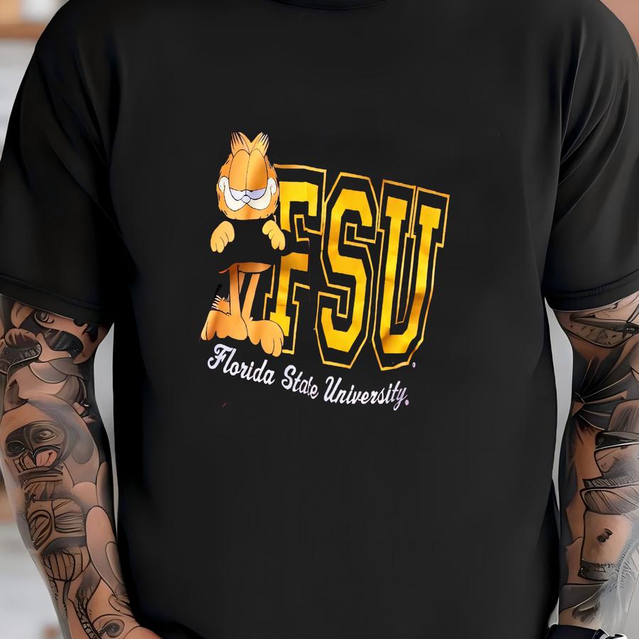 Vintage 90’s Florida State University Seminoles Garfield Crop Top Jersey Tee Large T-shirt
