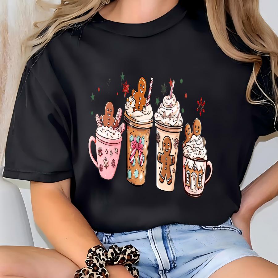 Christmas Coffee ® Shirt, Gingerbread Coffee Tee, Holiday Coffee Lover Gift, Womens Merry Christmas Gift, Holiday Shirt T-shirt