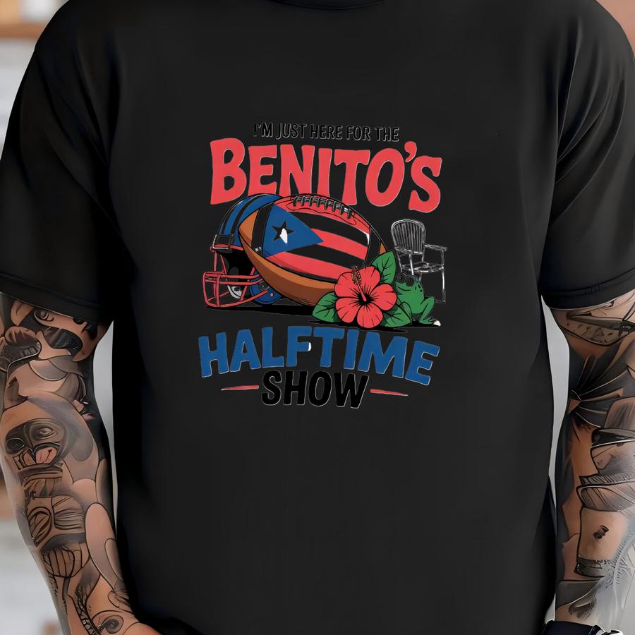 Just Here For Benito Bowl Shirt, Puerto Rico Football Retro Tee, Bad Bunny Bowl Y2k Shirt, Gameday Shirt, Music Rap Tee T-shirt