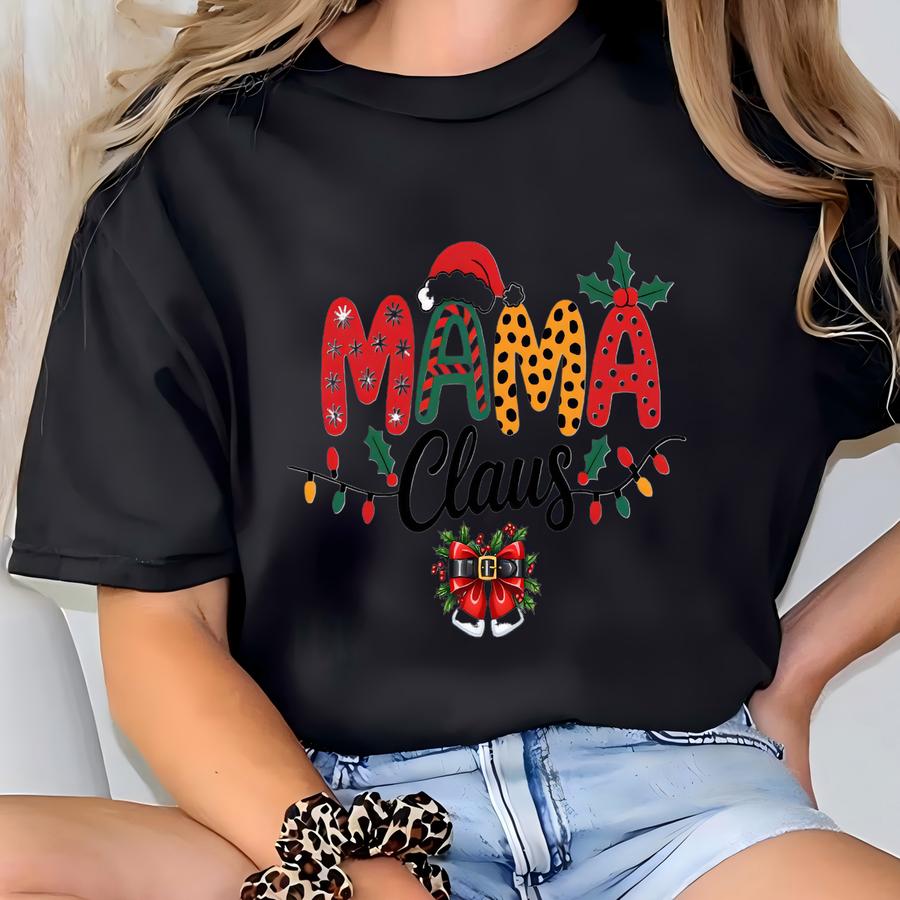 Personalized Mama Claus Christmas Sweatshirt: Custom Mom Claus Gift With Kids’ Names On Sve T-shirt