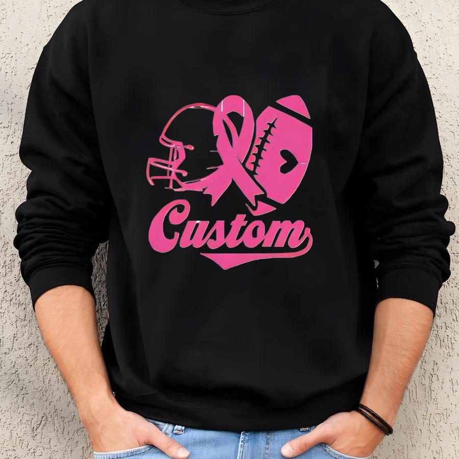 Custom Breast Cancer Sweatshirt, Pink Out Football Hoodie,pink Out Football Shirt, Survivor Gift, In October We Wear Pink Tee, S400 Sweatshirt
