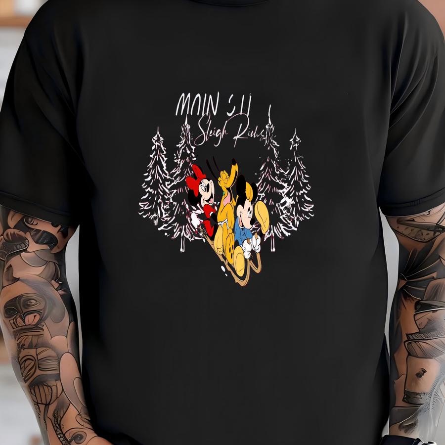 Main Street Sleigh Rides Hoodie, Christmas Tee With And Friends Print T-shirt