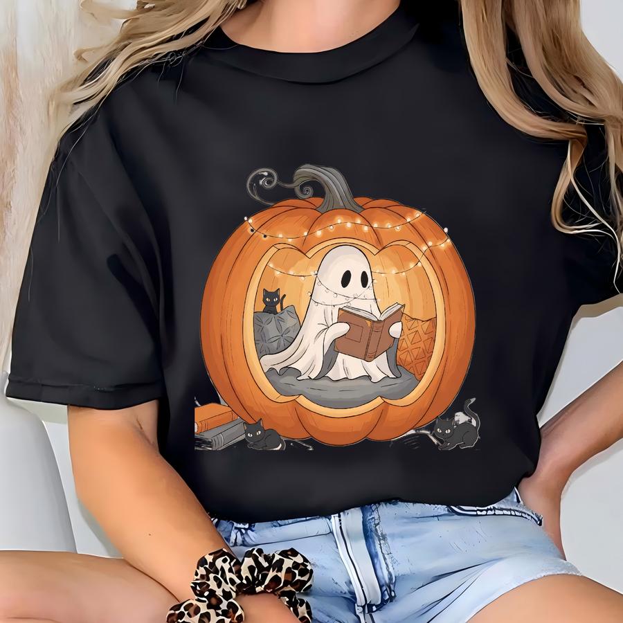 Sweatshirt Ghost Reading Books, Librarian Ghost Halloween Hoodie, Halloween Teacher Sweatshirt, Halloween Shirt, Teacher Gift Boo School Tee T-shirt