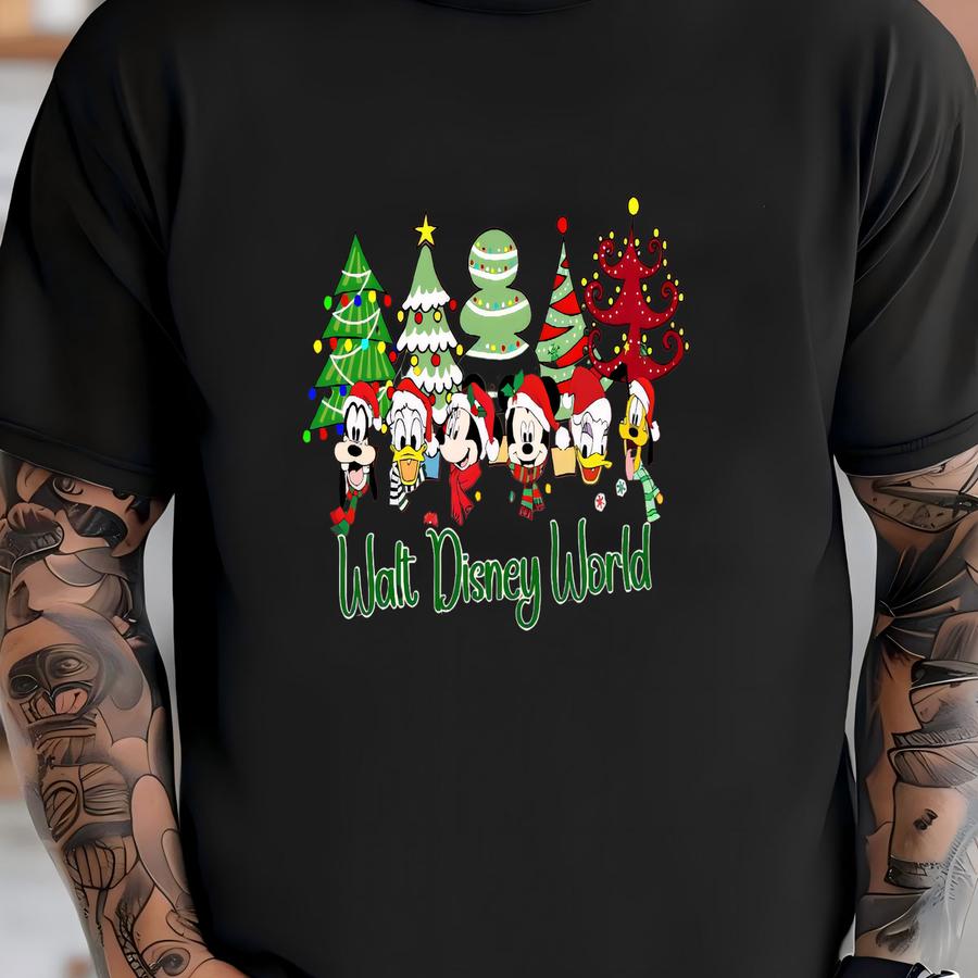 Walt World Christmas Hoodie, And Friends Holiday Tee With Christmas Trees T-shirt