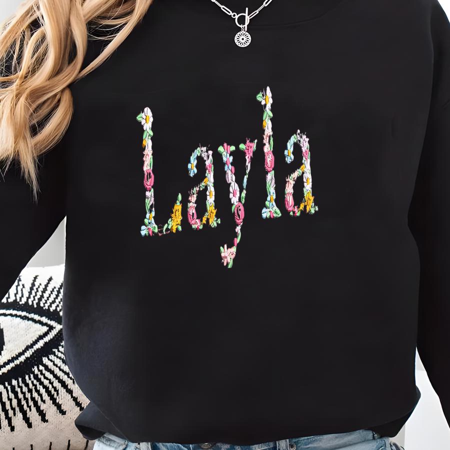 Custom Floral Name Sweatshirt - Name Sweater With Floral Letters - Monogramed Floral Sweatshirt - Birthday Gift Sweatshirt
