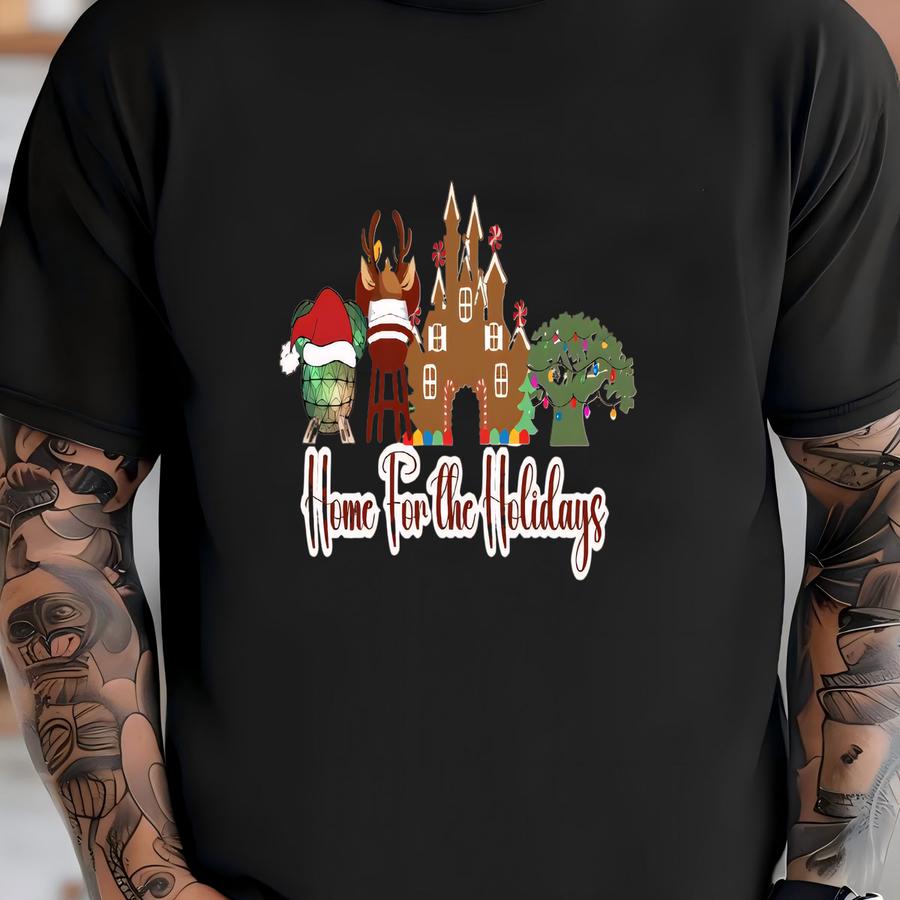 Home For The Holidays Sweatshirt, Cozy Christmas Hoodie With Gingerbread House Design T-shirt