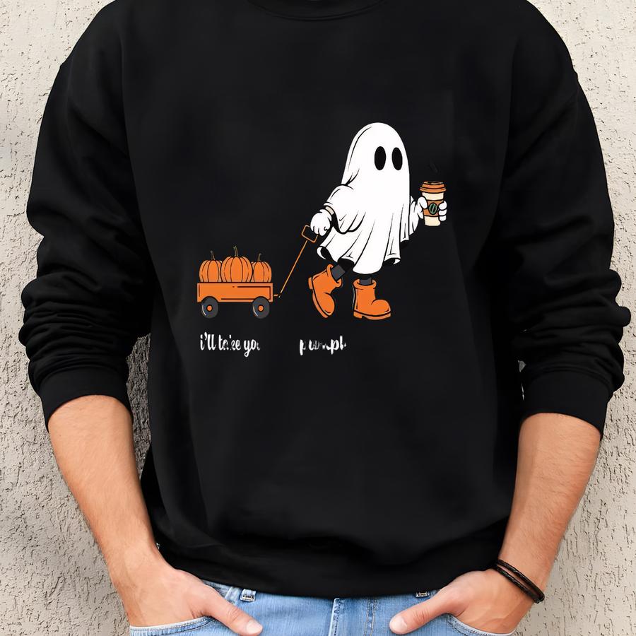 Funny Ghost Pumpkin Patch Crop Top - Sassy Fall Tee Sweatshirt