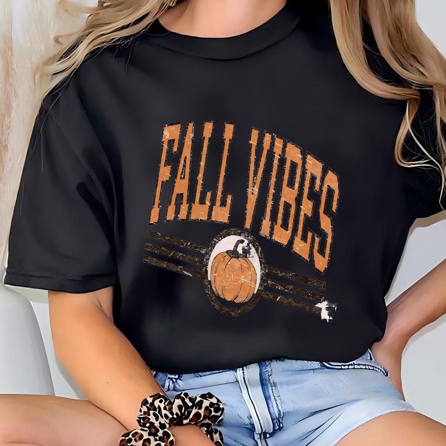 Fall Vibes Sweatshirt Or Shirt| Retro Pumpkin Season Tee | Autumn Coffee Lover Thanksgiving Top T-shirt