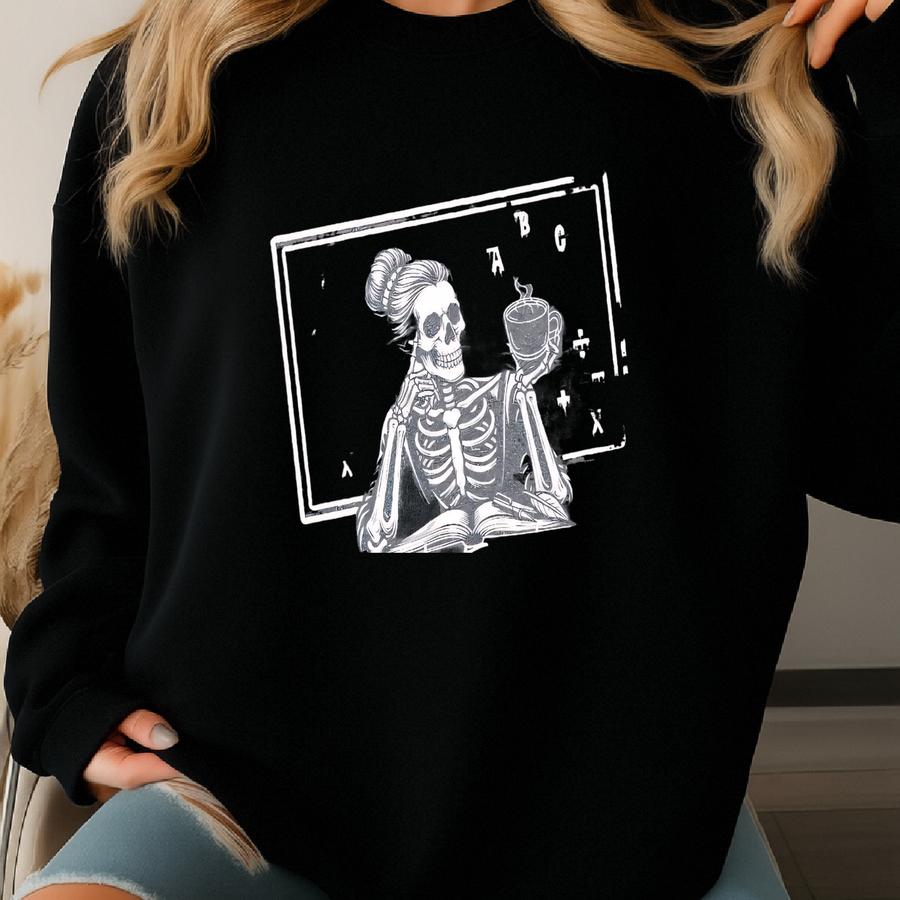 Skeleton Christmas Teacher Shirt Funny Teacher Assistant Group Holiday T-shirt Sarcastic Educators Classroom Para Xmas Top Sweatshirt