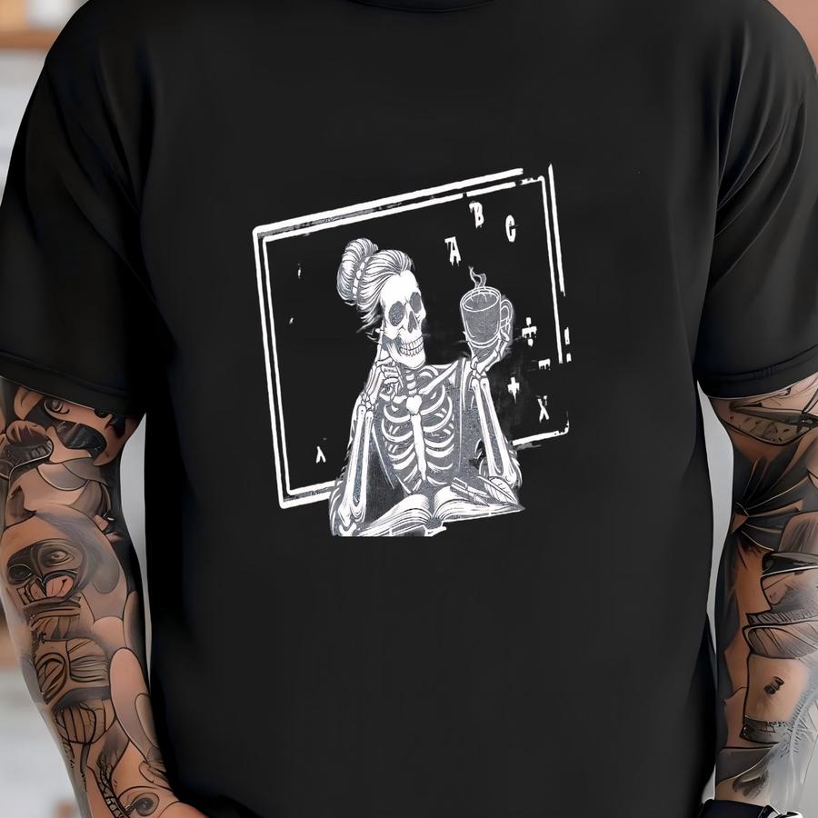 Skeleton Christmas Teacher Shirt Funny Teacher Assistant Group Holiday Hoodie Sarcastic Educators Classroom Para Xmas Top T-shirt