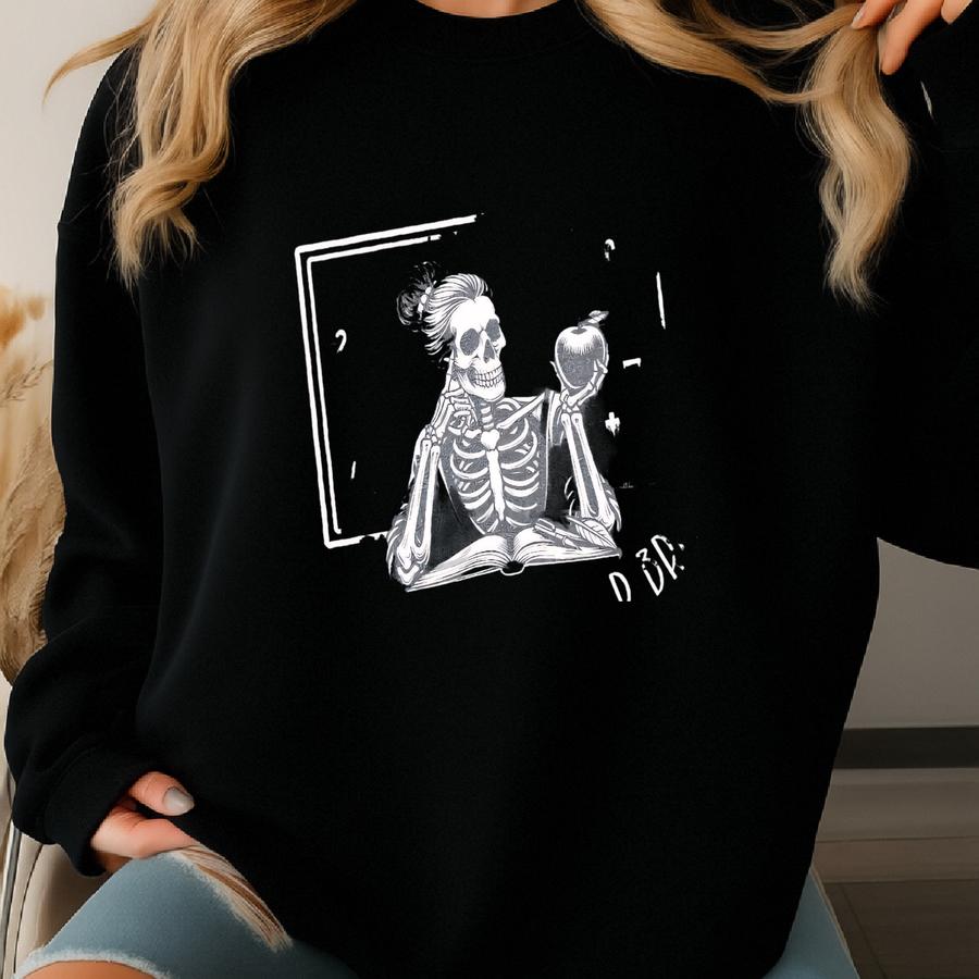 Skeleton Christmas Teacher Shirt Funny Teacher Assistant Group Holiday T-shirt Sarcastic Educators Classroom Para Xmas Top Sweatshirt