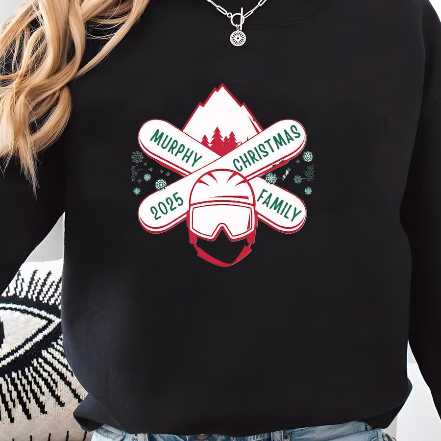 Family Matching Snowboarding Christmas Sweatshirts Retro Ski Lodge Crewnecks Holiday Family Group Snow Outfits Winter Sports Christmas Shirt Sweatshirt