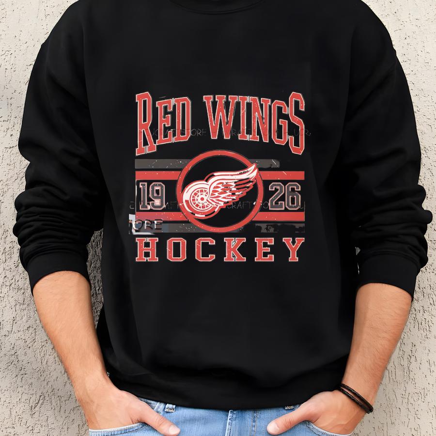 Vintage Detroit Red Wings Sweatshirt, Retro Detroit Shirt, Red Wings Hockey Fan Shirt, Detroit Sweatshirt, Red Wings Hockey Youth Tee Sweatshirt