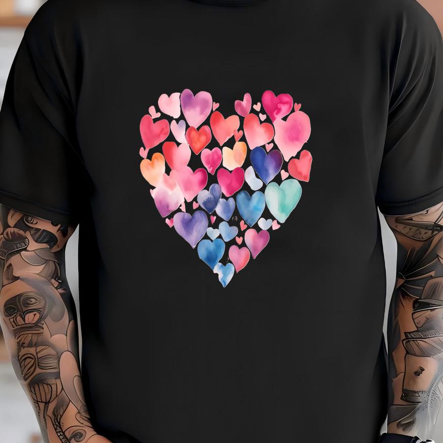 Watercolor Heart Shirt, Valentine's Day Shirt, Cute Heart Shirt, Top Heart Shirt, Gift For Valentine's Day, Cute Valentine's Red Heart Shirt T-shirt