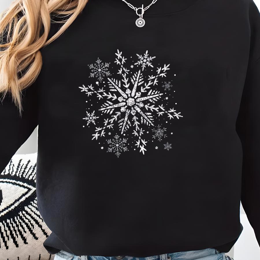 Womens Winter Snowflake Sweatshirt, Christmas Holiday Crewneck, Christmas Shirt, Christmas Snowflake Sweatshirt, Winter Sweatshirt Sweatshirt