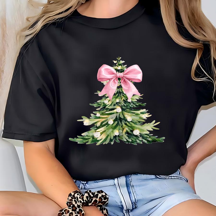 Christmas Tree Bow Hoodie, Christmas For Family, Christmas Tree Tee, Christmas Coquette Gift, Christmas Youth Hoodie, Christmas Bodysuit T-shirt