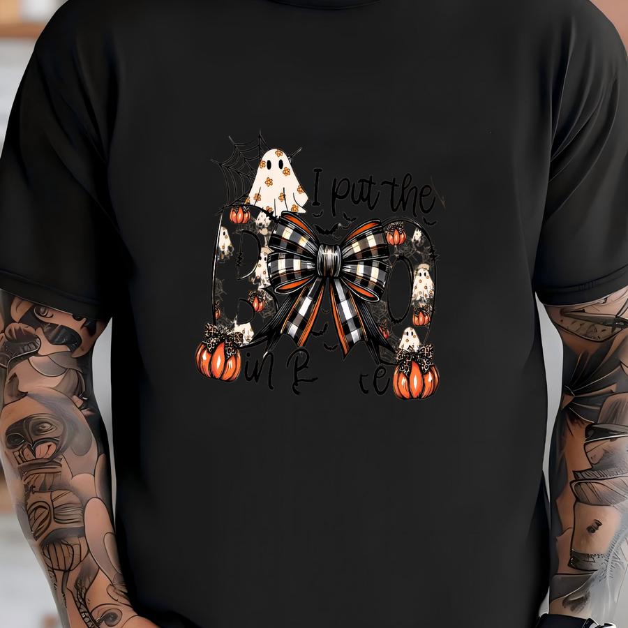 Boojee Ghost Halloween Shirt, Gothic Bow Pumpkin Shirt, Cute Coquette Spooky Fall Shirt, Ghost Shirt, Halloween Gift For Her T-shirt