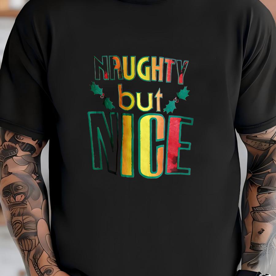 Vintage Naughty But Nice Christmas Crewneck Medium T-shirt