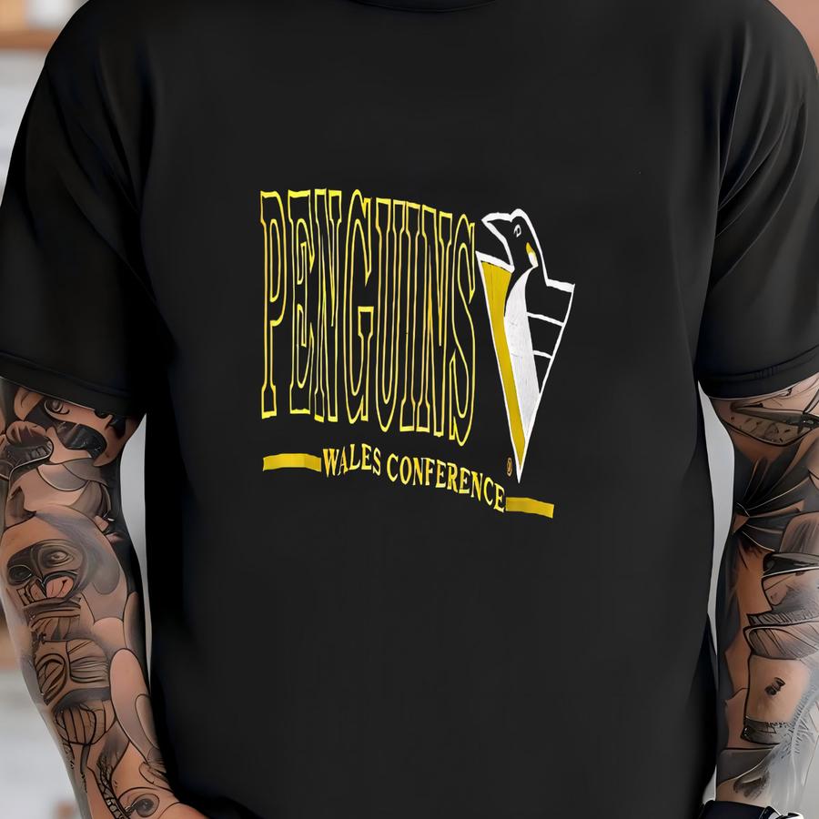 Vintage 90s Pittsburgh Penguins Hockey Jersey Style Shirt Sz L T-shirt