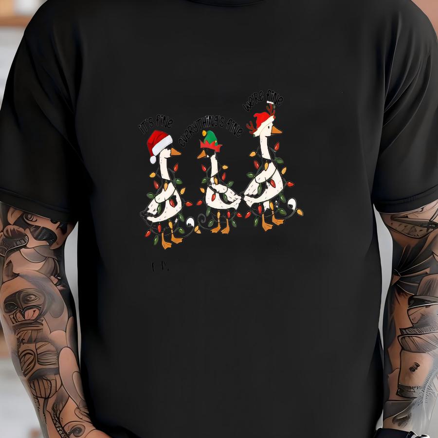 Custom Matching Silly Goose Family Christmas Shirts For 2025: Personalized Funny Geese Christmas Crew Shirts For Family Holiday Party T-shirt